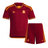 Camisa de Futebol AS Roma Romelu Lukaku #90 Equipamento Principal Infantil 2023-24 Manga Curta (+ Calças curtas)